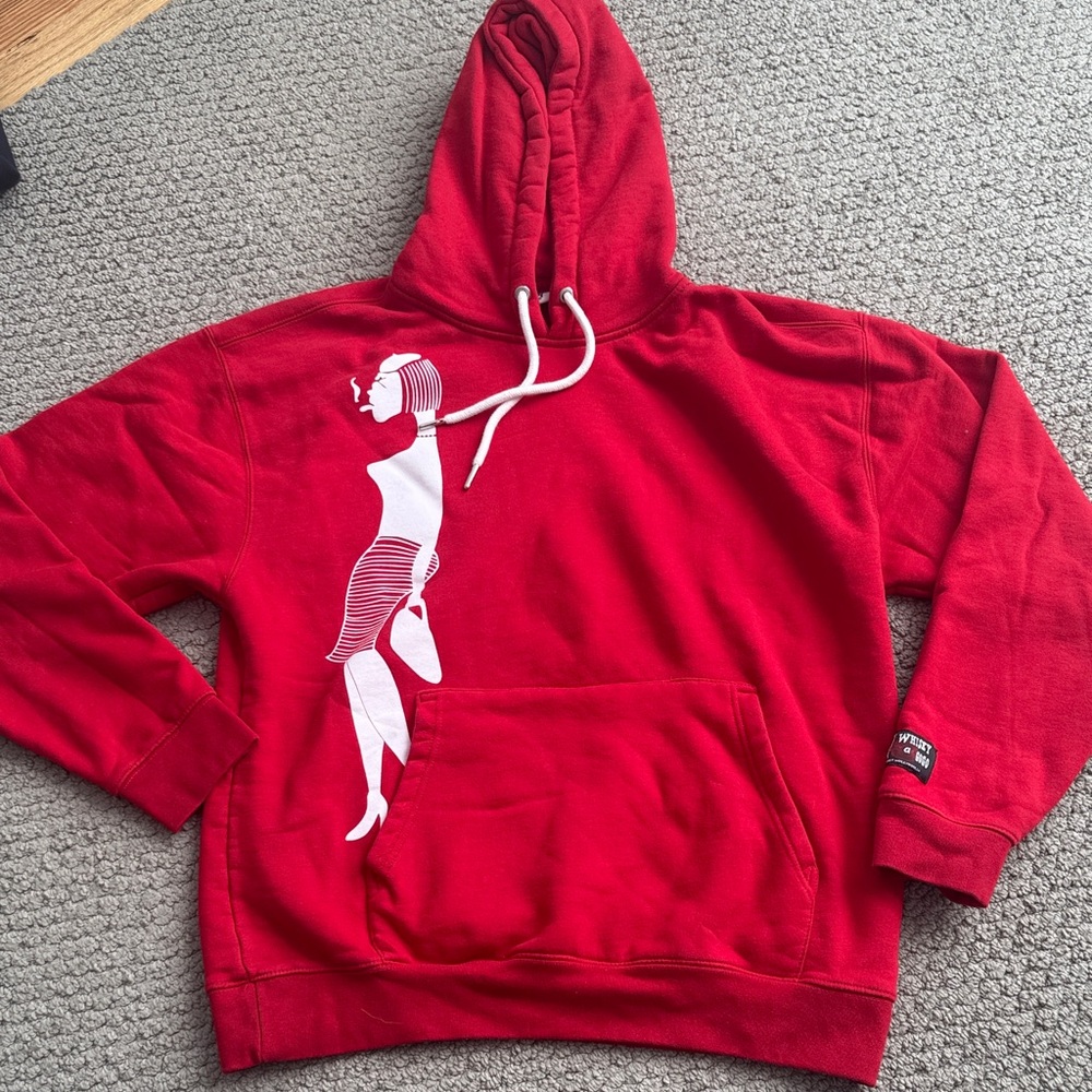 Red Graphic Hoodie with White Silhouette